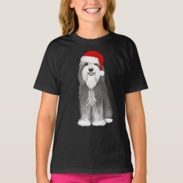 Bearded Collie Santa Hond Kerstvakantie T-shirt