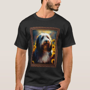 Bearded Collie Schilderij Zonnebloem Bloem Moeder T-shirt