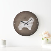 Bearded Collie Silhouette Rustieke stijl Grote Klok (Huis)