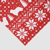 Bearded Collie Silhouetten Kerstpatroon Rood Tissuepapier (Detail)