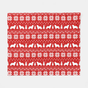 Bearded Collie Silhouettes Honden Kerstpatroon Fleece Deken