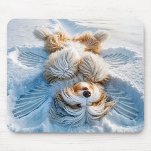 Bearded Collie Snow Angel Muismat (Voorkant)