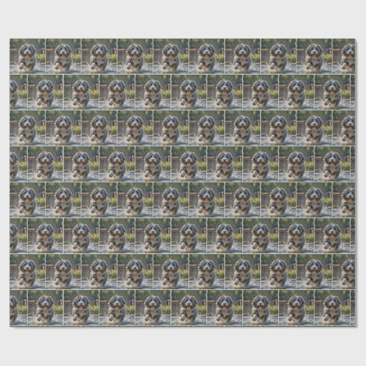 Bearded Collie spatten in plas Cadeaupapier (Vlak)