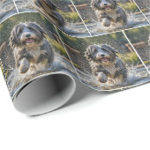 Bearded Collie spatten in plas Cadeaupapier (Rol Hoek)