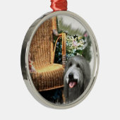 Bearded Collie Summer Garden Metalen Ornament (Rechts)