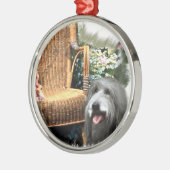 Bearded Collie Summer Garden Metalen Ornament (Links)