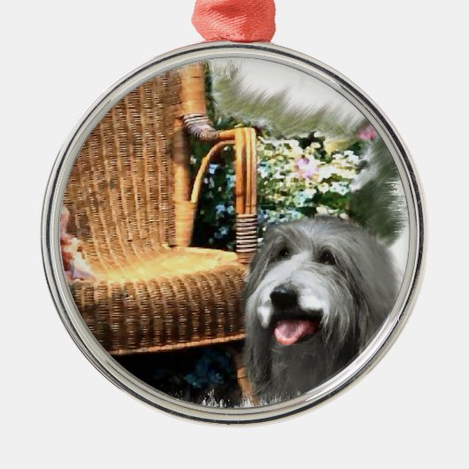Bearded Collie Summer Garden Metalen Ornament (Voorkant)