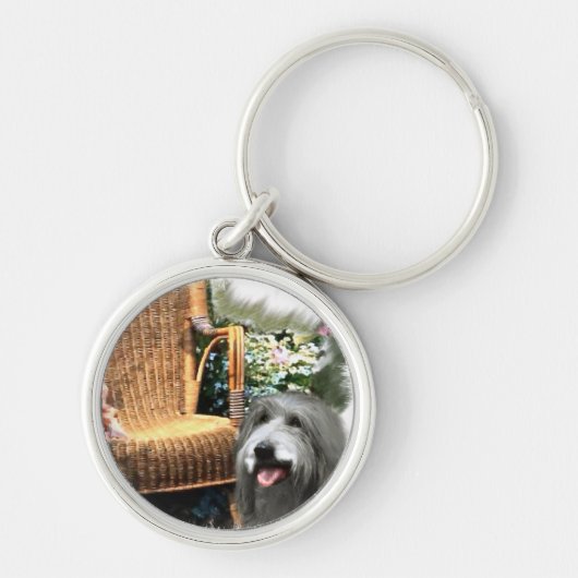 Bearded Collie Summer Garden Sleutelhanger (Voorkant)