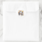 Bearded Collie tussen Wildflower 1 Ronde Sticker (Tas)