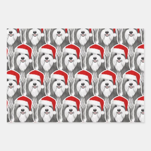 Bearded Collie Vakantie Schattige Hondenkerst Inpakpapier Vel (Voorkant)