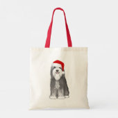 Bearded Collie Vakantie Schattige Hondenkerst Tote Bag (Achterkant)