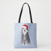 Bearded Collie Vakantie Schattige Hondenkerst Tote Bag (Voorkant)