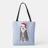Bearded Collie Vakantie Schattige Hondenkerst Tote Bag (Achterkant)