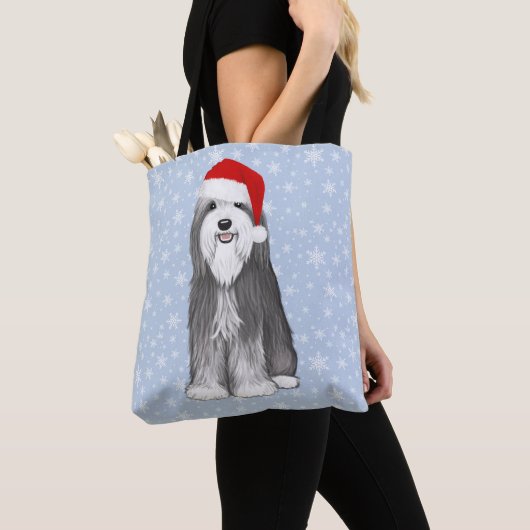 Bearded Collie Vakantie Schattige Hondenkerst Tote Bag (Dichtbij)