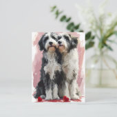 Bearded Collie Valentijnsdag Briefkaart (Staand voorkant)