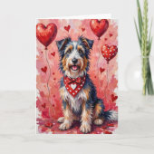 Bearded Collie Valentine Dog Sitting with Hearts Kaart (Voorkant)