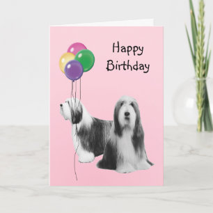Bearded Collie, Verjaardagsballonnen Kaart