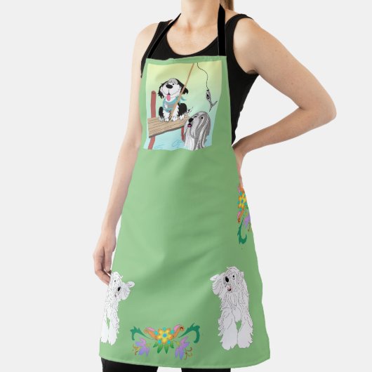 Bearded Collie vissen voor het diner Schort (Insitu)