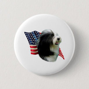 Bearded Collie Vlag Ronde Button 5,7 Cm