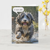 Bearded Collie voor Verjaardag Kaart (Gele Bloem)