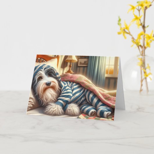 Bearded Collie wordt snel beter Kaart (Gele Bloem)