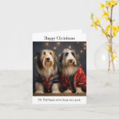 Bearded Collies Happy Christmas Kaart (Gele Bloem)