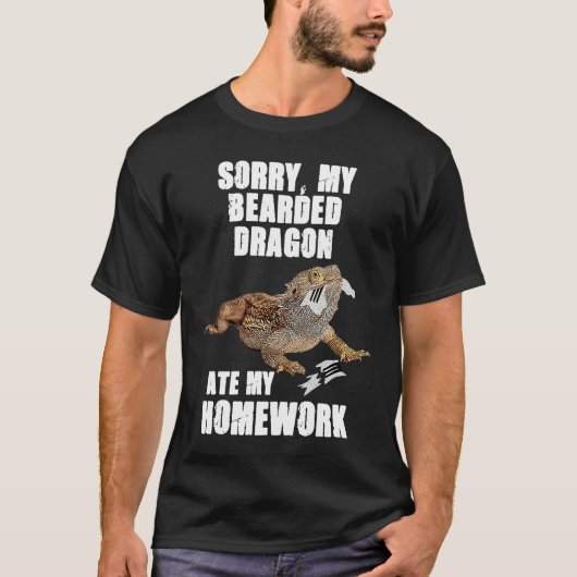 Bearded Dragon Ate Homework Reptiles  Pet Owner Gr T-shirt (Voorkant)