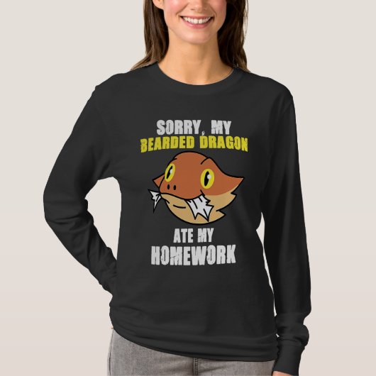 Bearded Dragon Ate Homework Reptiles  Pet Owner Gr T-shirt (Voorkant)