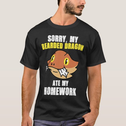 Bearded Dragon Ate Homework Reptiles  Pet Owner Gr T-shirt (Voorkant)
