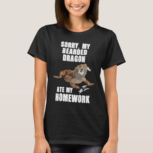 Bearded Dragon Ate Homework Reptiles  Pet Owner Gr T-shirt (Voorkant)