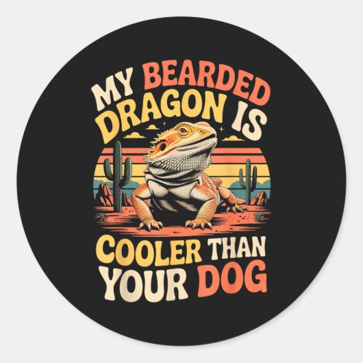 Bearded Dragon Cooler Reptile Animal Beardie Beard Ronde Sticker (Voorkant)