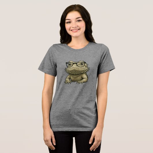 Bearded Dragon • Cute Beardie Design Tri-Blend Shirt (Voorkant volledig)