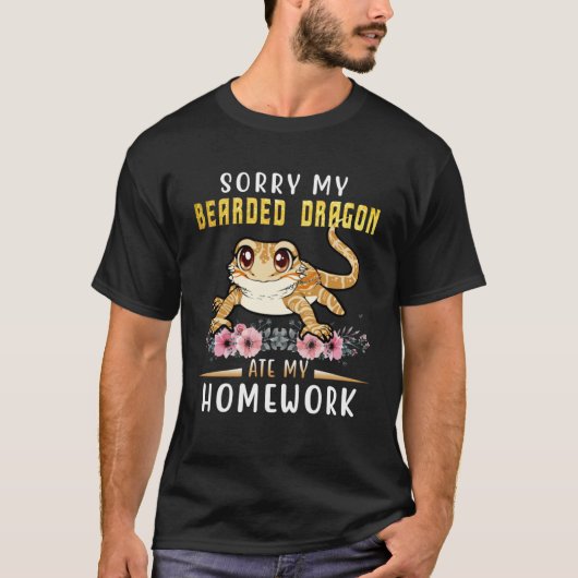 Bearded Dragon Cute Lizard  Beardie Ate My Homewor T-shirt (Voorkant)