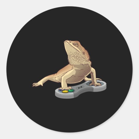 Bearded Dragon Design voor kinderen Pet Video Game Ronde Sticker (Voorkant)