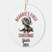 Bearded Dragon Eerste Kerstmis 2024 Keramisch Ornament (Links)