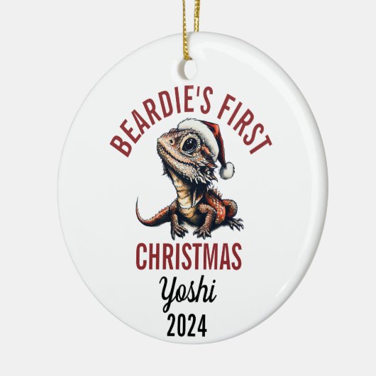 Bearded Dragon Eerste Kerstmis 2024 Keramisch Ornament (Links)
