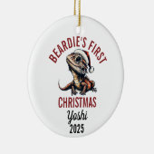 Bearded Dragon First Christmas 2025 Keramisch Ornament (Rechts)