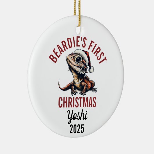 Bearded Dragon First Christmas 2025 Keramisch Ornament (Rechts)