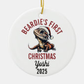 Bearded Dragon First Christmas 2025 Keramisch Ornament (Voorkant)