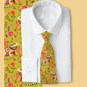 Bearded Dragon Floral - Reptile Lover Gift Stropdas