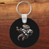 Bearded Dragon Flying Kick Pose Karate Samurai Nin Sleutelhanger (Voorkant)