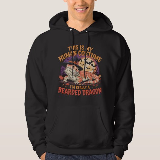 Bearded Dragon Funny Witch Halloween Ontwerp Hoodie (Voorkant)