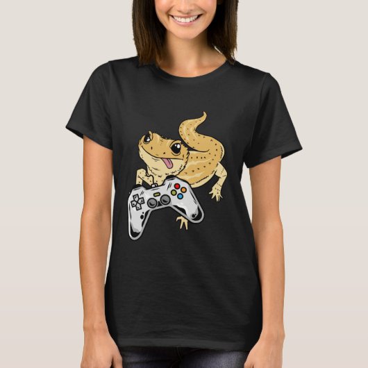 Bearded Dragon Gamer Video Games Lizard Reptile Ga T-shirt (Voorkant)
