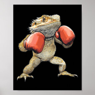 Bearded Dragon gekleed als een bokser Funny Boxing Poster