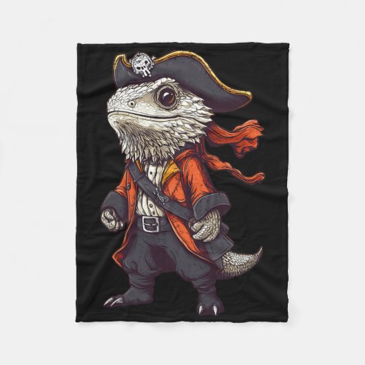 Bearded Dragon gekleed als een piraat grappig Hall Fleece Deken (Voorkant)