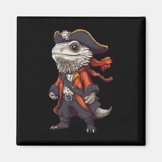 Bearded Dragon gekleed als een piraat grappig Hall Magneet (Voorkant)