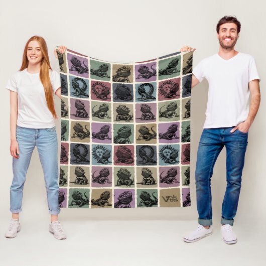 Bearded Dragon Gift Blanket, Gezellige Reptiel Lie Fleece Deken (In situ)