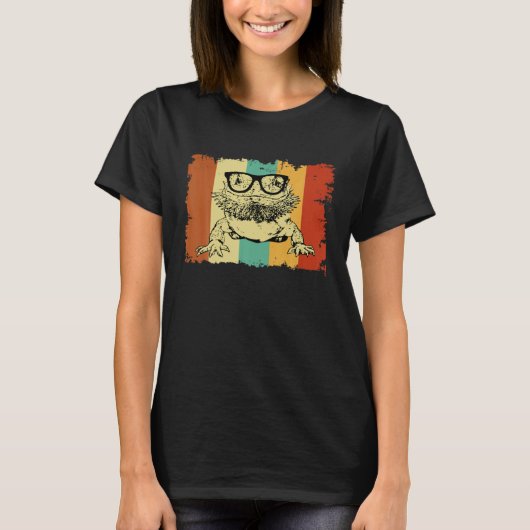 Bearded Dragon Glasses Nerd Animal Optician Vinta T-shirt (Voorkant)
