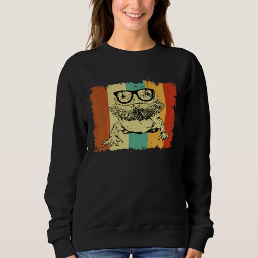 Bearded Dragon Glasses Nerd  Animal Optician Vinta Trui (Voorkant)