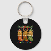 Bearded Dragon In Christmas Socks Lights Bearded D Sleutelhanger (Voorkant)